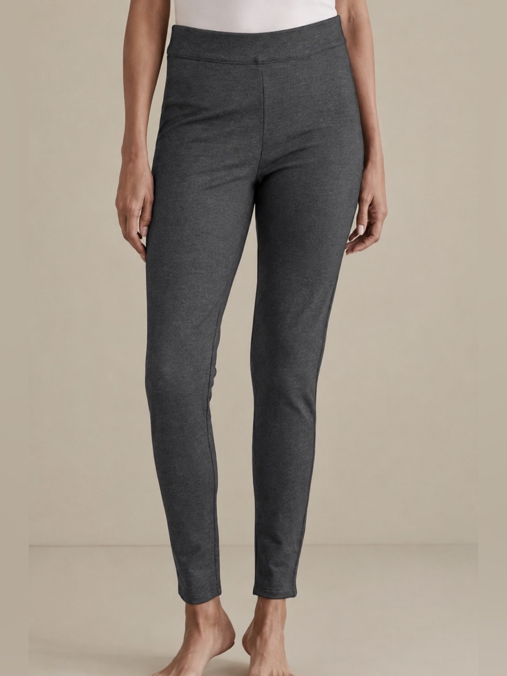 NEW Soft Surroundings Essential Ponte Knit Pants Gray Pull On 1X Casual Slimming
